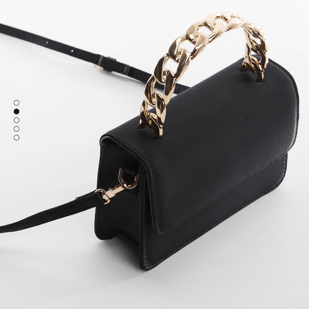 🥭 Mango satin black mini bag with top handle